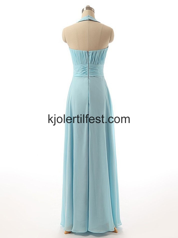 Himmelbl Stoppet Lange Chiffon Ballkjoler