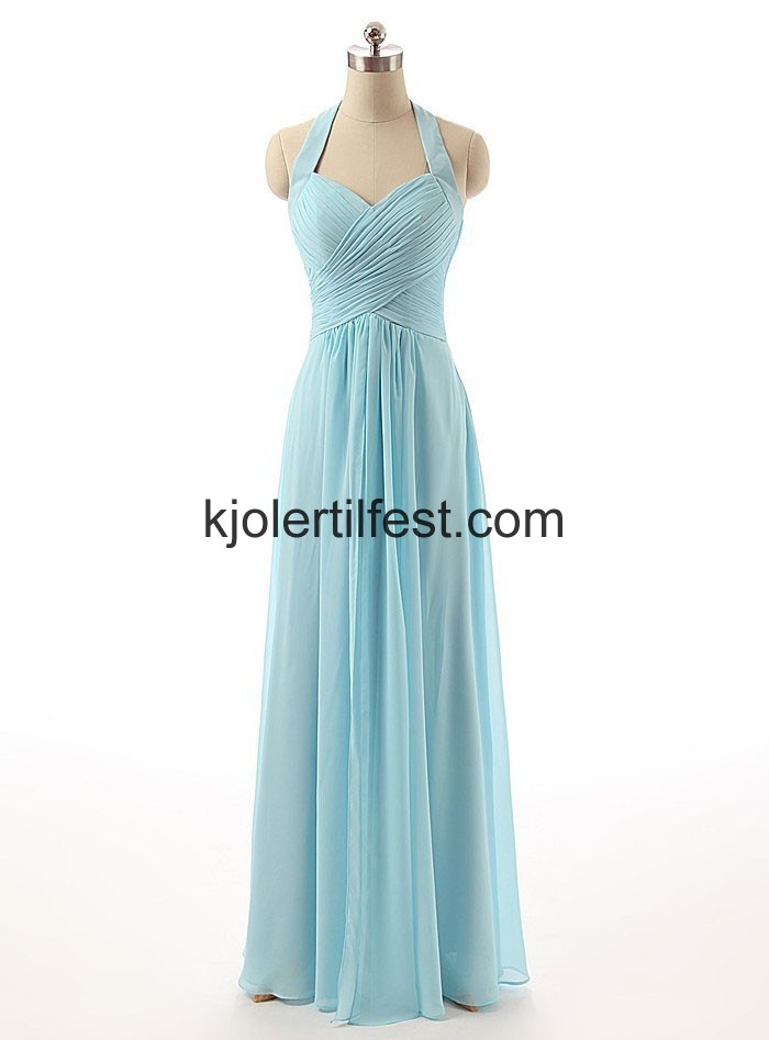 Himmelbl Stoppet Lange Chiffon Selskapskjoler