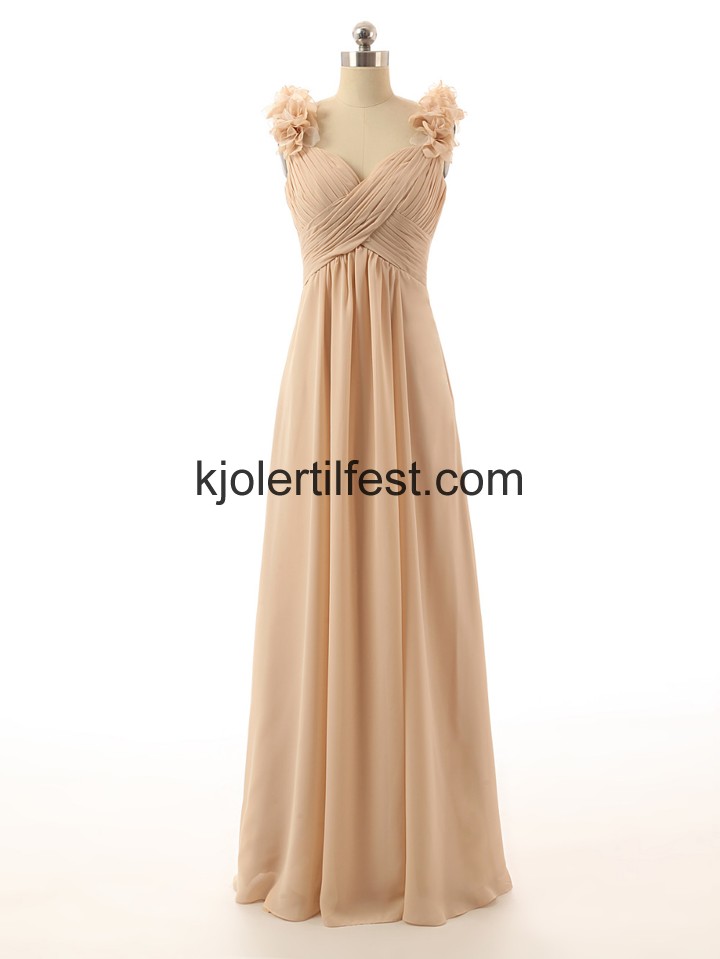 Stropper Lange Champagne Chiffon Brudepikekjoler