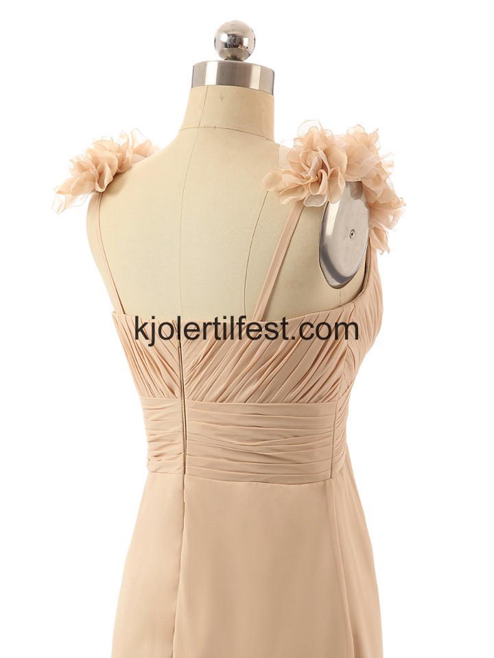 Stropper Lange Champagne Chiffon Selskapskjoler