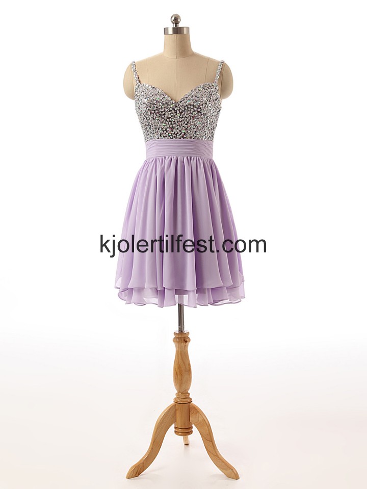 Spaghetti Stropper Kort Syrin Chiffon Cocktailkjoler