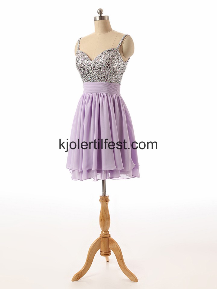 Spaghetti Stropper Kort Syrin Chiffon Cocktailkjoler