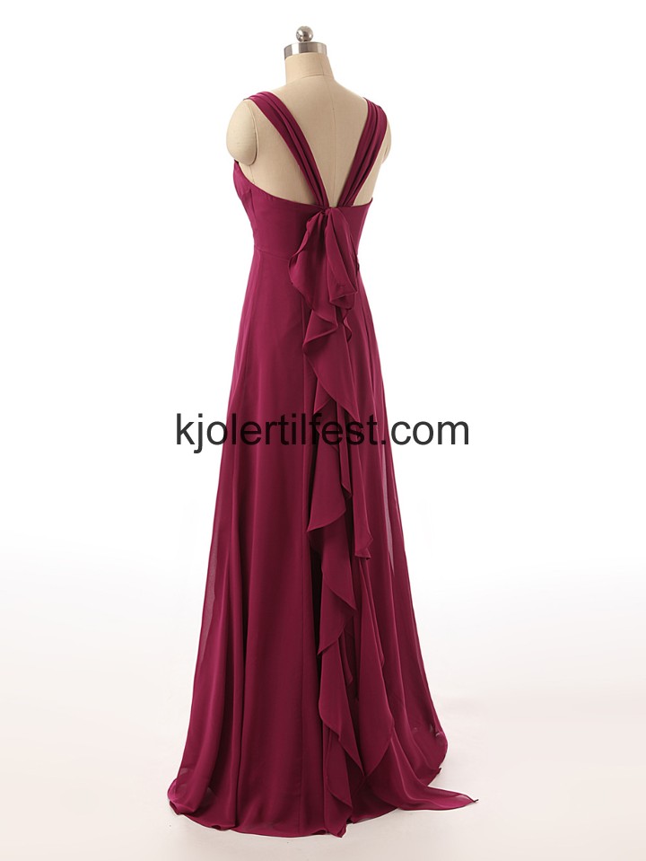 Stropper Lange Burgund Chiffon Brudepikekjoler