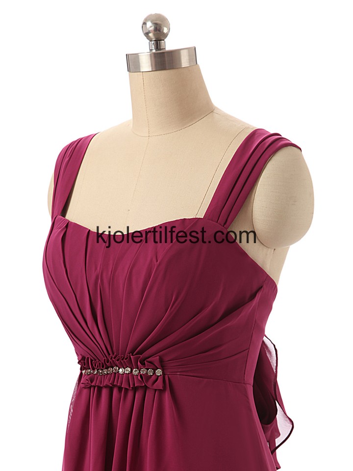 Stropper Lange Burgund Chiffon Brudepikekjoler