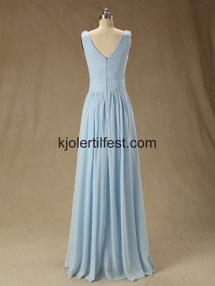 Spaghetti Stropper V-hals Bl Chiffon Selskapskjoler