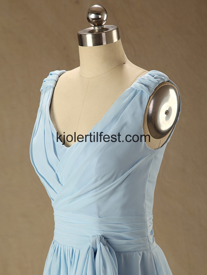 Spaghetti Stropper V-hals Bl Chiffon Selskapskjoler