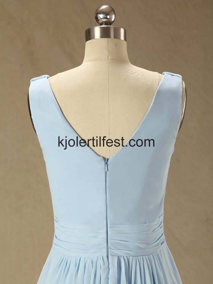 Spaghetti Stropper V-hals Bl Chiffon Selskapskjoler