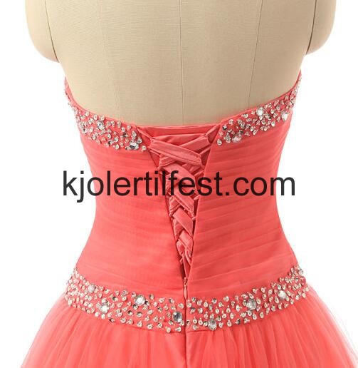 Stoppet A-Linje Lange Vannmelon Chiffon Ballkjoler