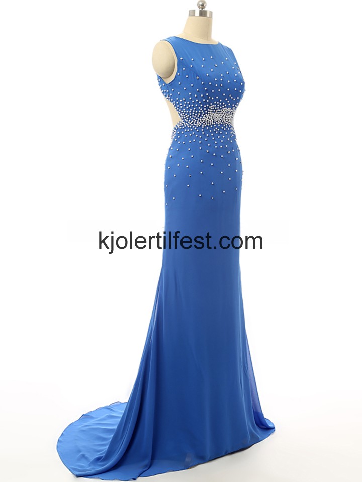 Stoppet Gulvlengde Chiffon Selskapskjoler