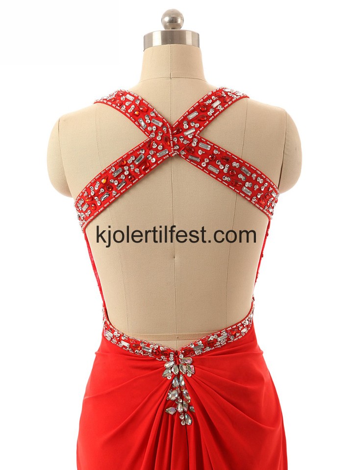 Stoppet Gulvlengde Rd Chiffon Selskapskjoler