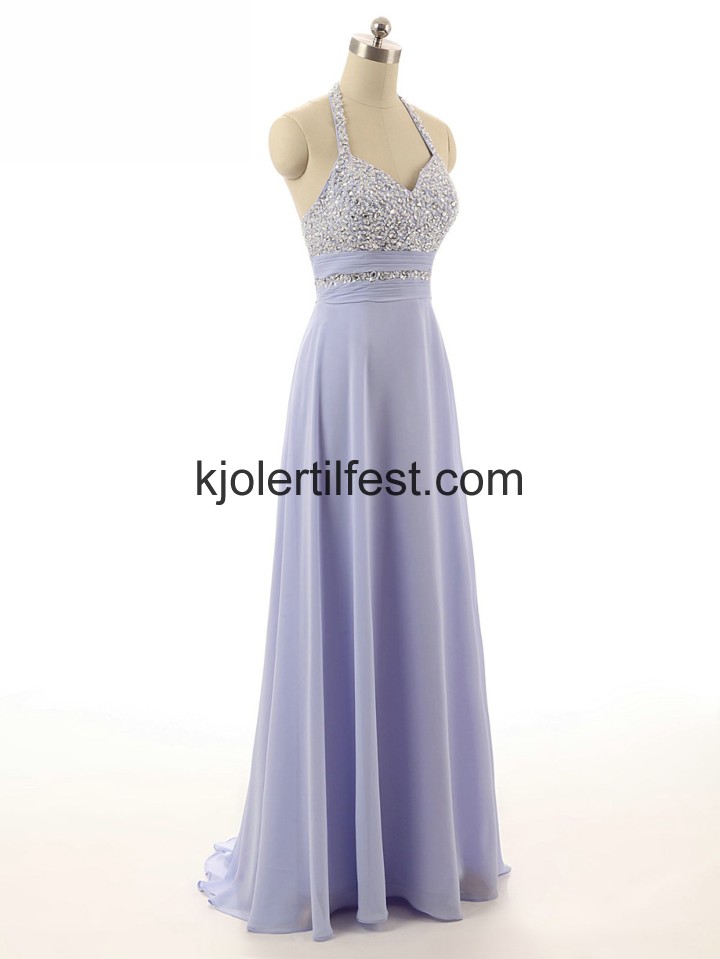 Stoppet Lange Lavendel Chiffon Selskapskjoler