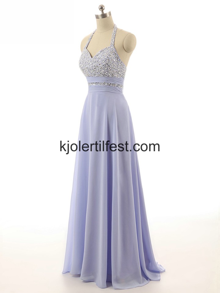 Stoppet Lange Lavendel Chiffon Selskapskjoler