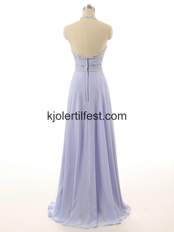 Stoppet Lange Lavendel Chiffon Selskapskjoler