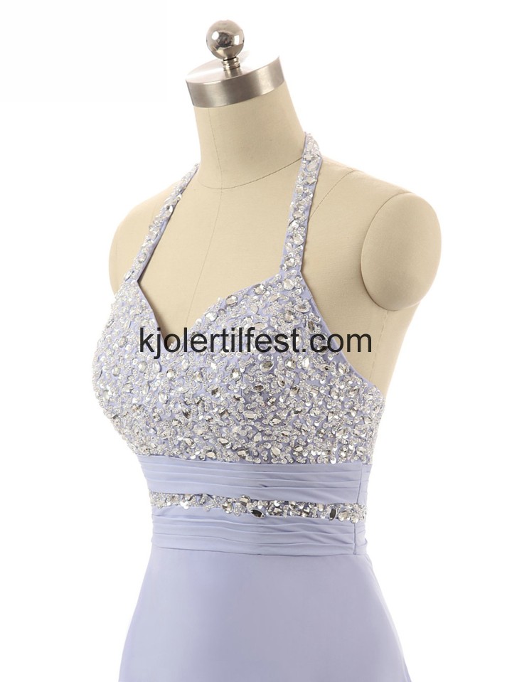 Stoppet Lange Lavendel Chiffon Selskapskjoler