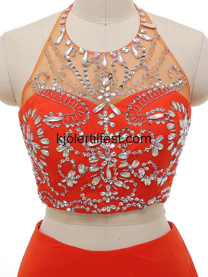 Stoppet Perler Rhinestones Chiffon Ballkjoler