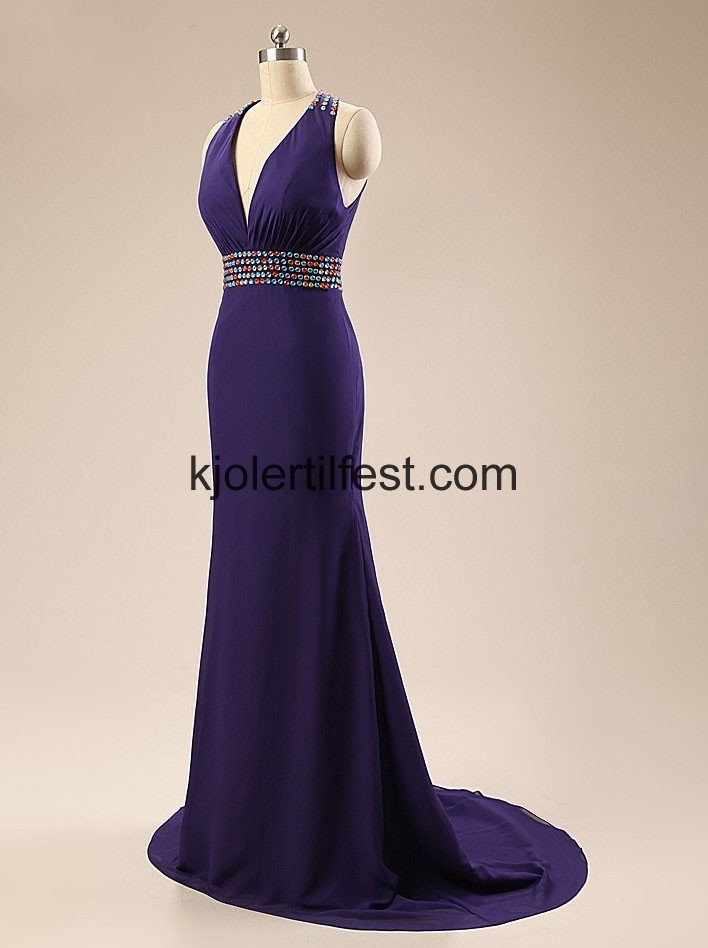 Stoppet Trompet/Havfrue Lilla Chiffon Selskapskjoler