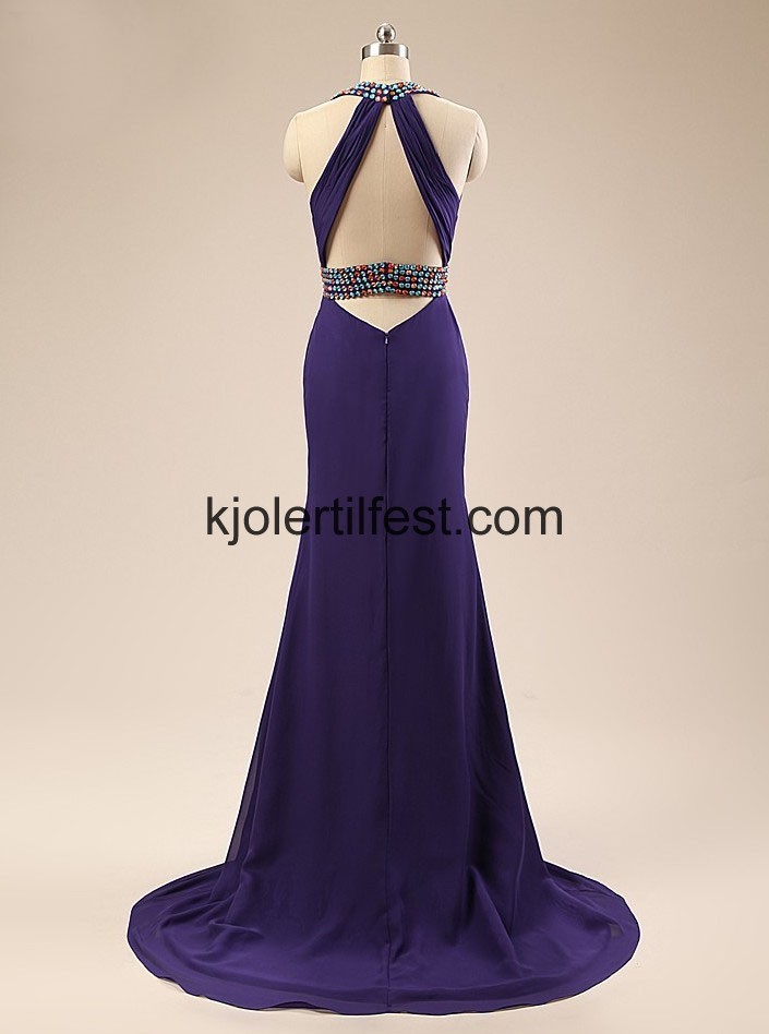 Stoppet Trompet/Havfrue Lilla Chiffon Selskapskjoler