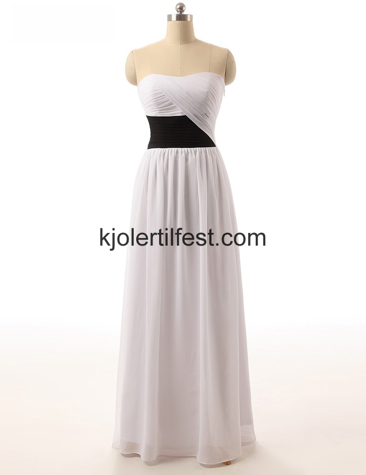 Stroppels A-Linje Lange Hvit Chiffon Selskapskjoler