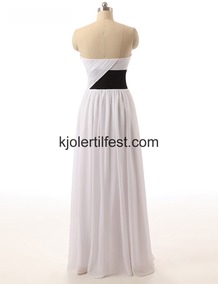 Stroppels A-Linje Lange Hvit Chiffon Selskapskjoler