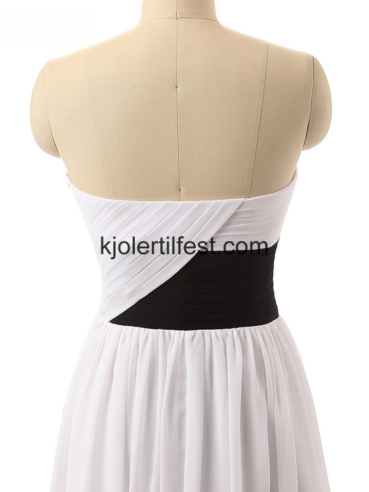 Stroppels A-Linje Lange Hvit Chiffon Selskapskjoler