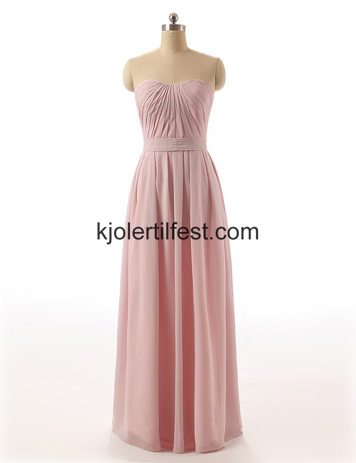 Stroppels A-Linje Lange Rosa Chiffon Ballkjoler