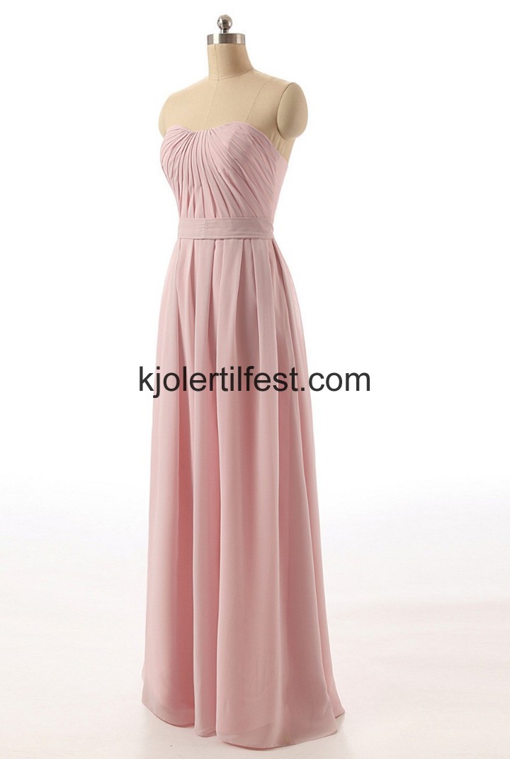 Stroppels A-Linje Lange Rosa Chiffon Brudepikekjoler
