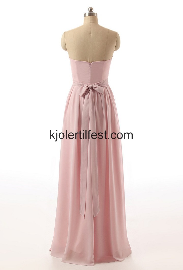 Stroppels A-Linje Lange Rosa Chiffon Brudepikekjoler
