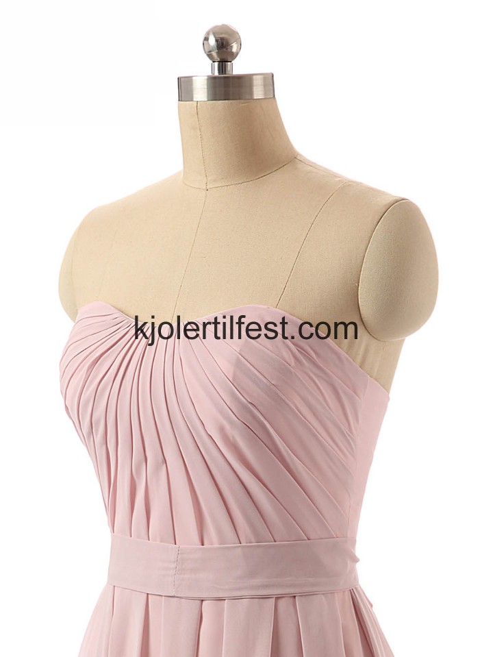 Stroppels A-Linje Lange Rosa Chiffon Selskapskjoler