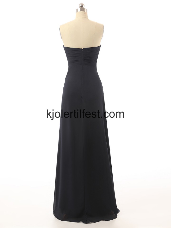 Stroppels Lange Svart Chiffon Brudepikekjoler