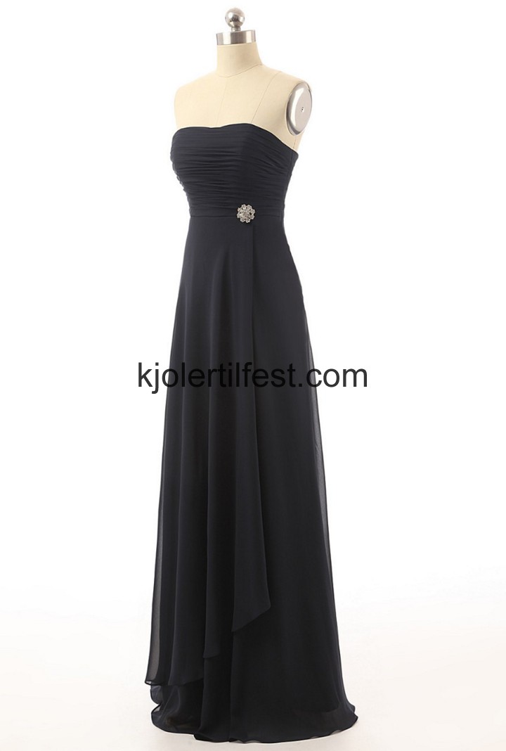 Stroppels Lange Svart Chiffon Selskapskjoler
