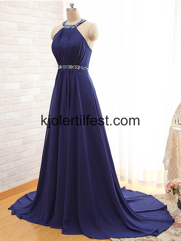 Stroppels Mrk Kongebl Lange Chiffon Selskapskjoler