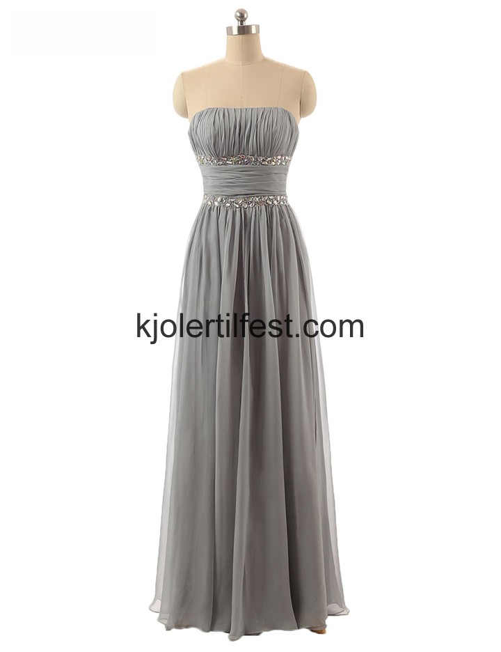 Stroppels Slv Lange A-Linje Chiffon Selskapskjoler