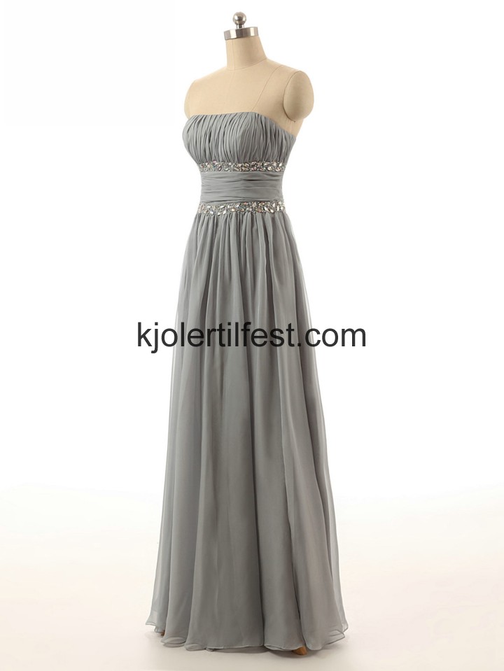 Stroppels Slv Lange A-Linje Chiffon Selskapskjoler