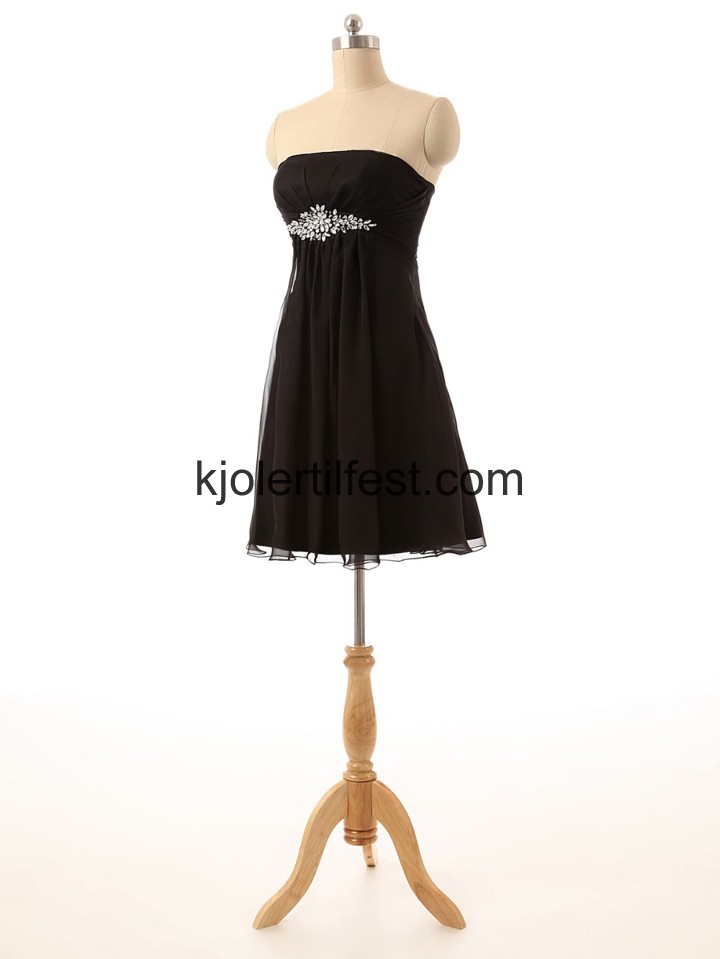 Stroppels Svart Kort Chiffon Cocktailkjoler