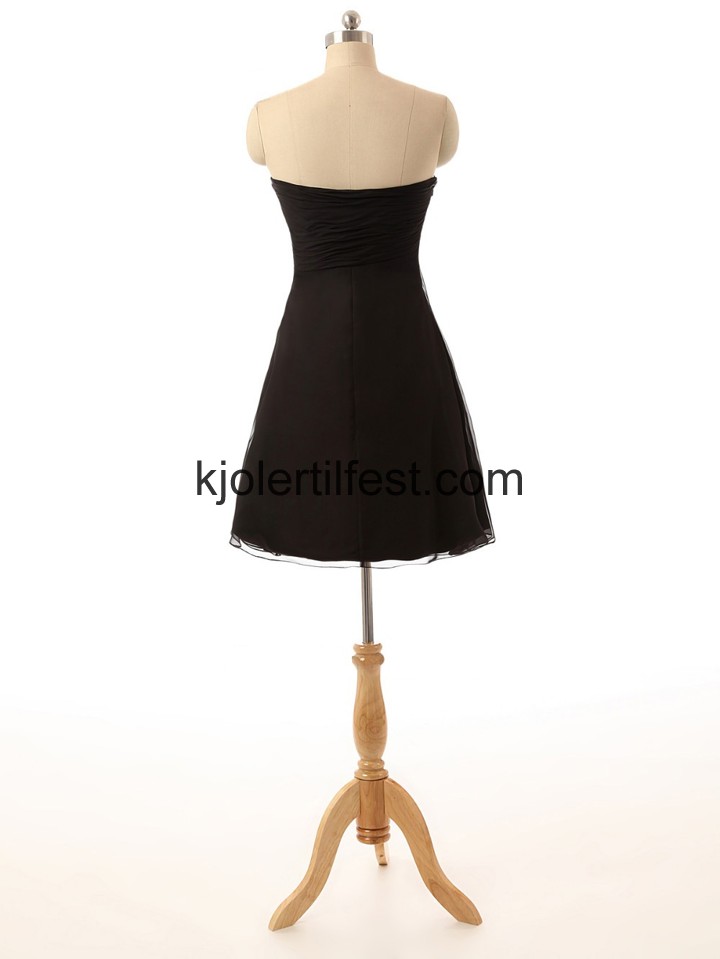 Stroppels Svart Kort Chiffon Cocktailkjoler