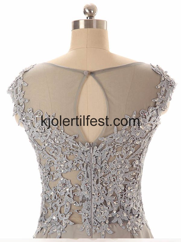 Stropper A-Linje Gulvlengde Slv Chiffon Selskapskjoler