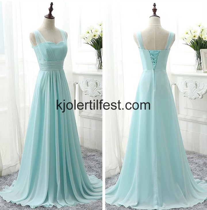 Stropper Gulvlengde Bl Chiffon Ballkjoler