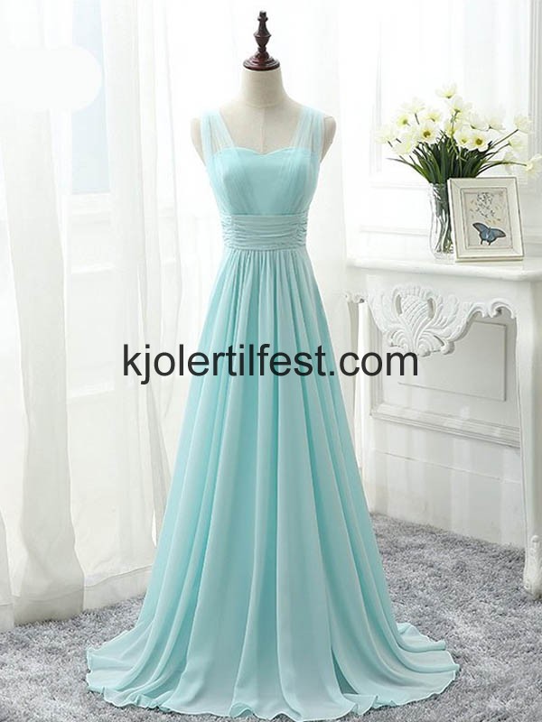 Stropper Gulvlengde Bl Chiffon Selskapskjoler