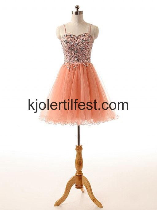 Stropper Oransje Kort Organza Cocktailkjoler