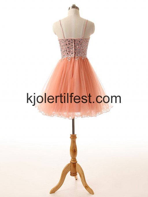 Stropper Oransje Kort Organza Cocktailkjoler