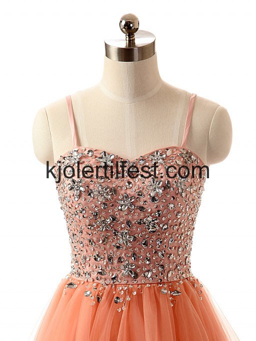 Stropper Oransje Kort Organza Cocktailkjoler