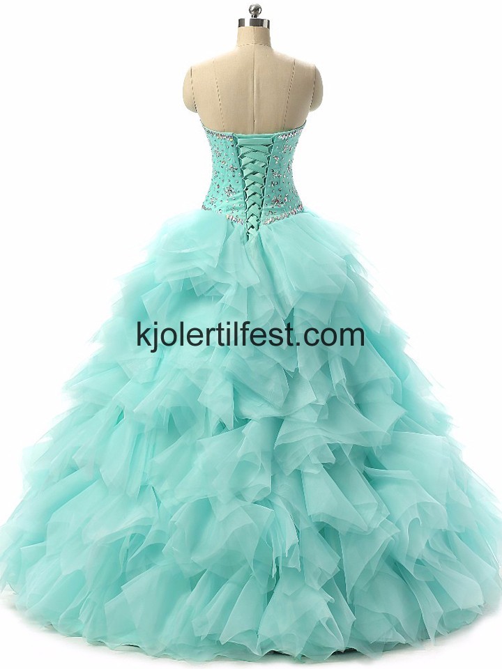Mint Kjreste Perler Skoleball Tyll Quinceanera Kjoler