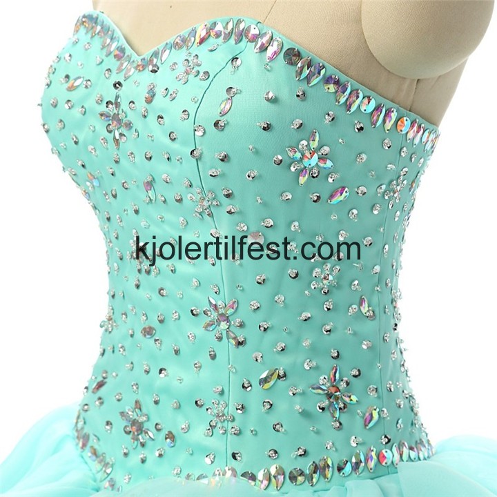 Mint Kjreste Perler Skoleball Tyll Quinceanera Kjoler