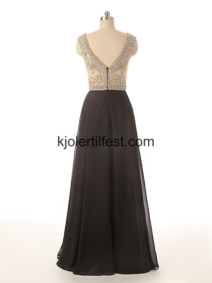 Svart Lange Chiffon Ballkjoler