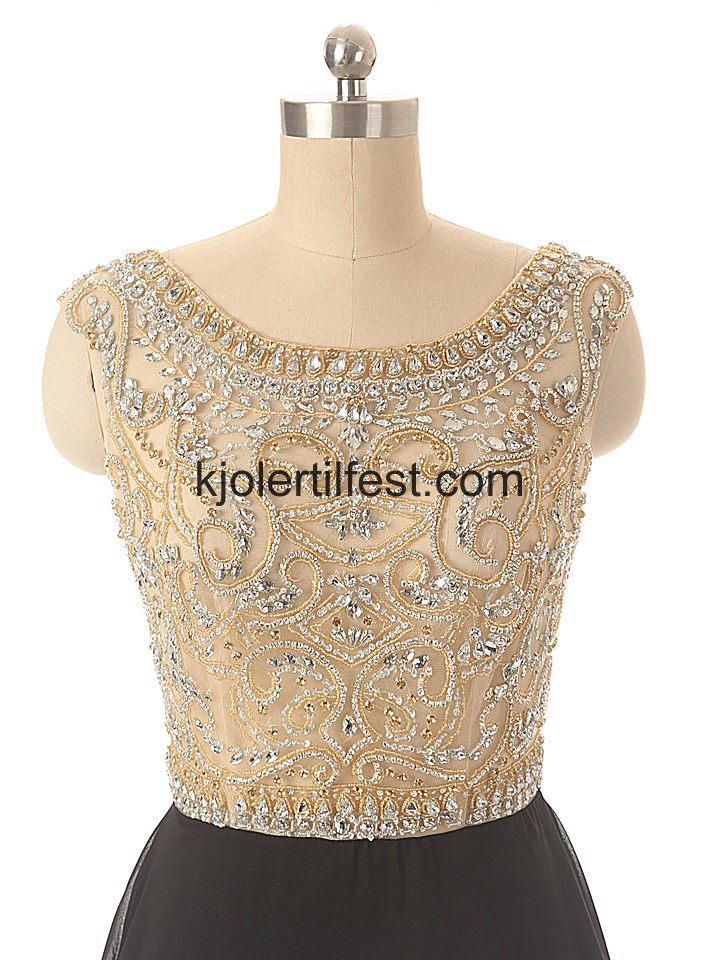 Svart Lange Chiffon Ballkjoler