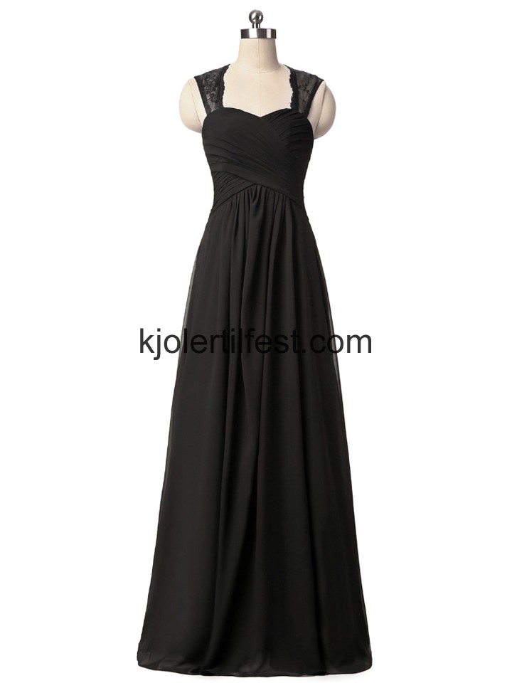 Svart Stropper Chiffon Lange Ballkjoler