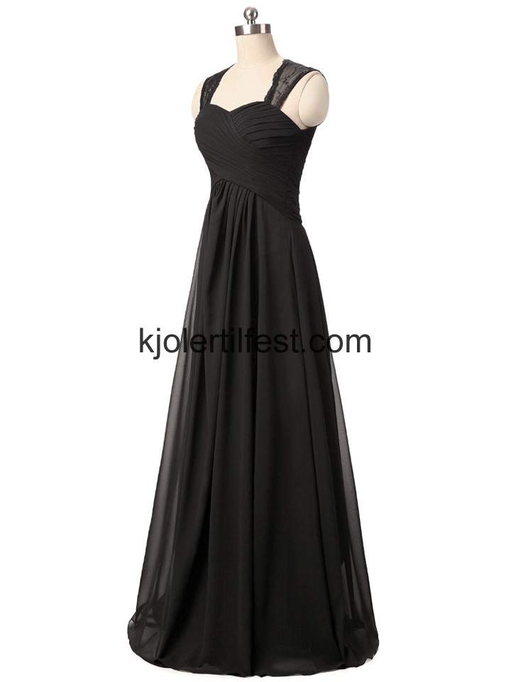 Svart Stropper Chiffon Lange Ballkjoler