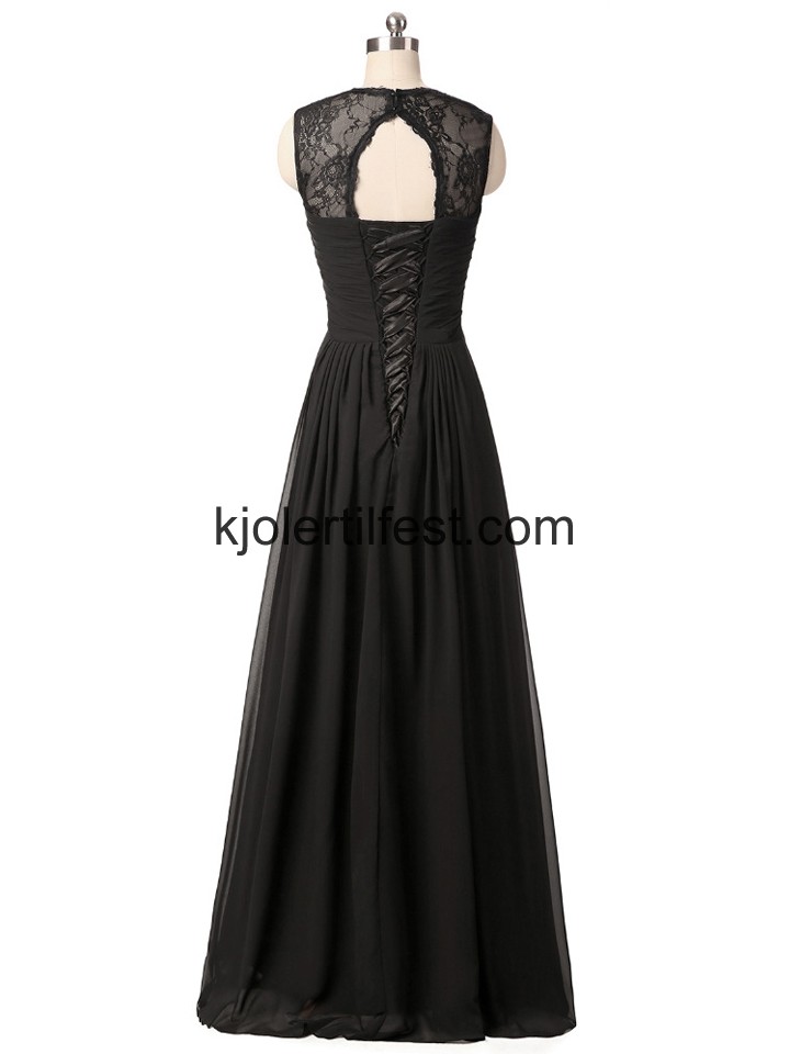 Svart Stropper Chiffon Lange Ballkjoler