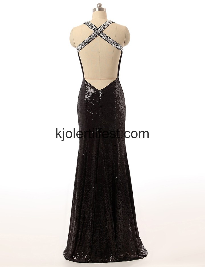 Svart V-hals Lange Chiffon Selskapskjoler
