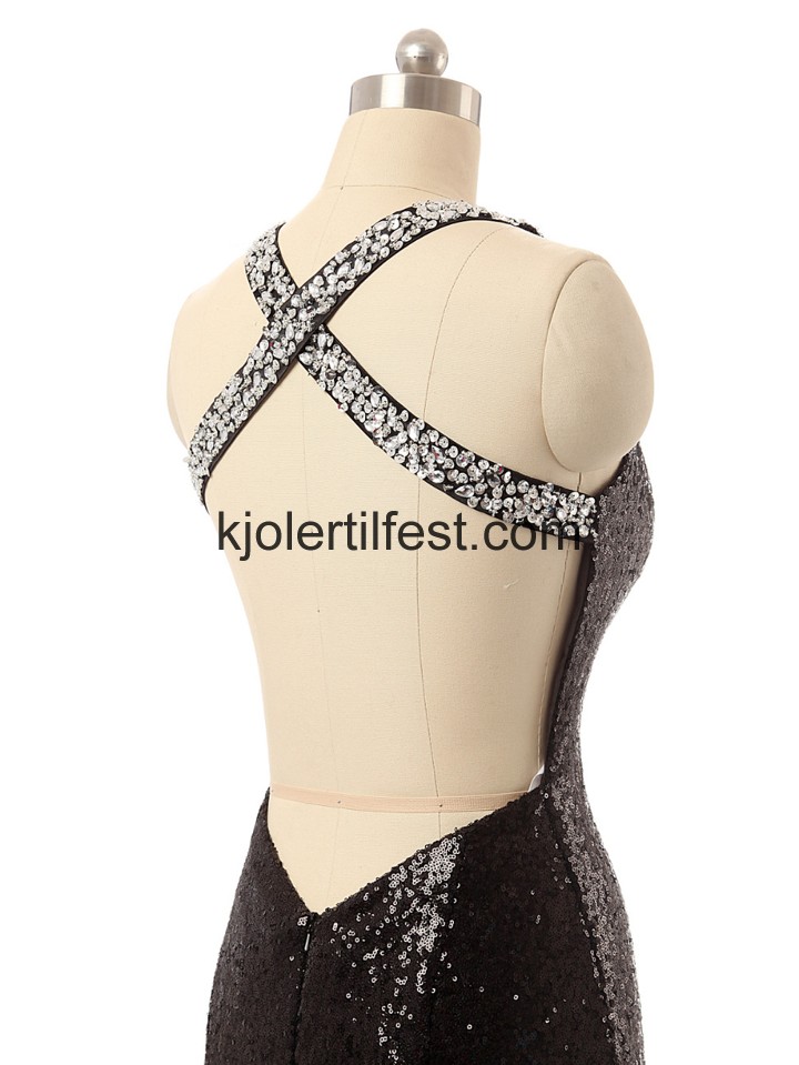 Svart V-hals Lange Chiffon Selskapskjoler